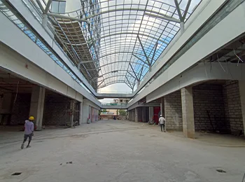 Interior view, upper glass, Ground floor retail shops